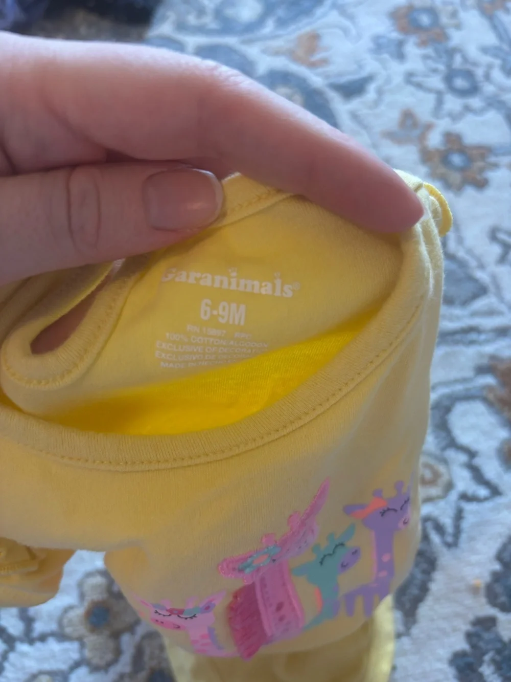 Garanimals Yellow Onesie with Colorful Giraffe Appliqué